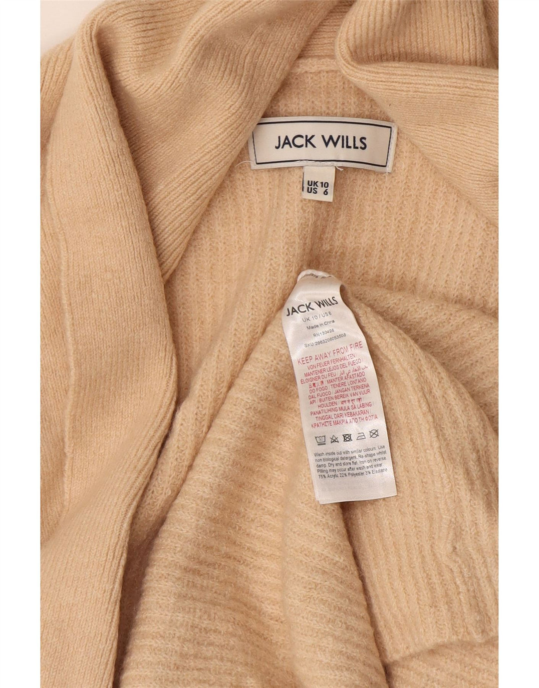 Jack Wills Womens Oversized Longline Cardigan Sweater UK 10 Small Beige