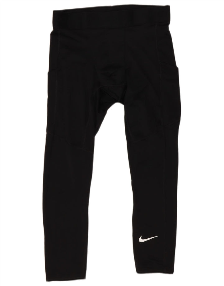 Nike Womens Tight Fit Crop Leggings UK 12 Medium Black Polyester