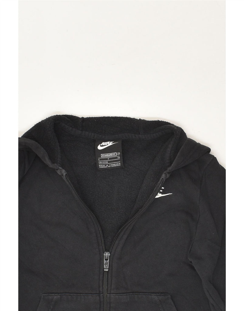 NIKE Boys Standard Fit Zip Hoodie Sweater 8-9 Years Small Black Cotton | Vintage Nike | Thrift | Second-Hand Nike | Used Clothing | Messina Hembry 