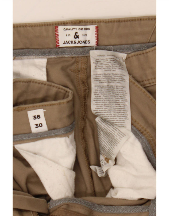 Jack & Jones Mens Slim Chino Trousers W36 L30 Beige Cotton