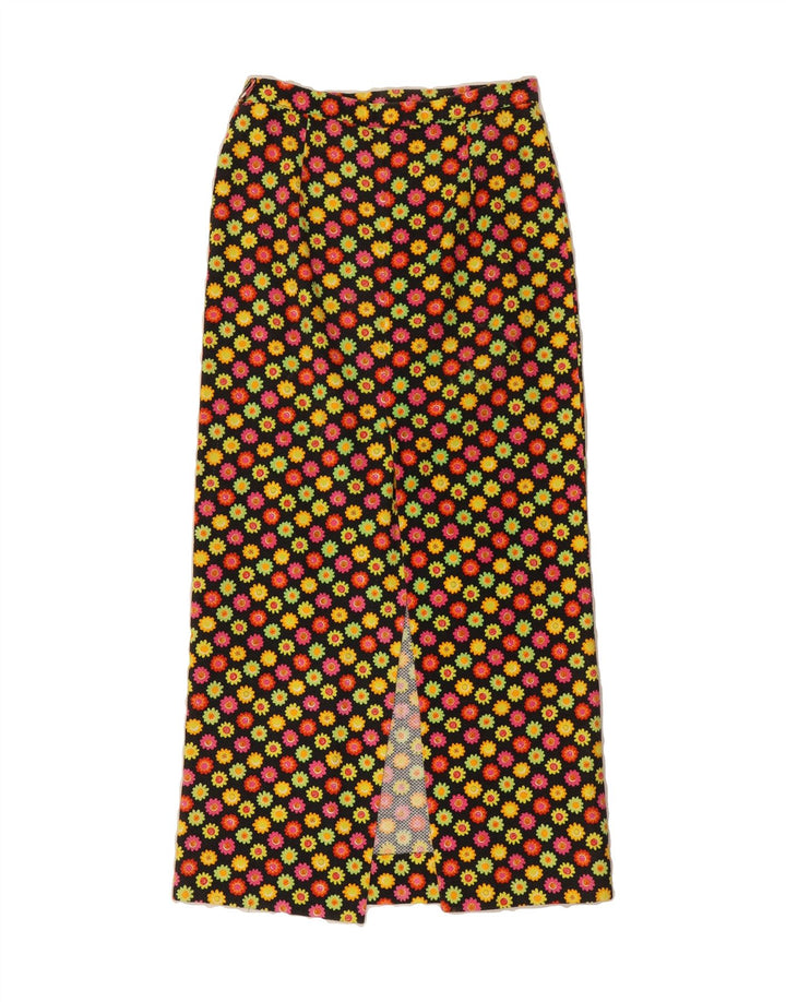 VINTAGE Womens Maxi Skirt W28 Medium  Black Floral Vintage Vintage and Second-Hand Vintage from Messina Hembry 