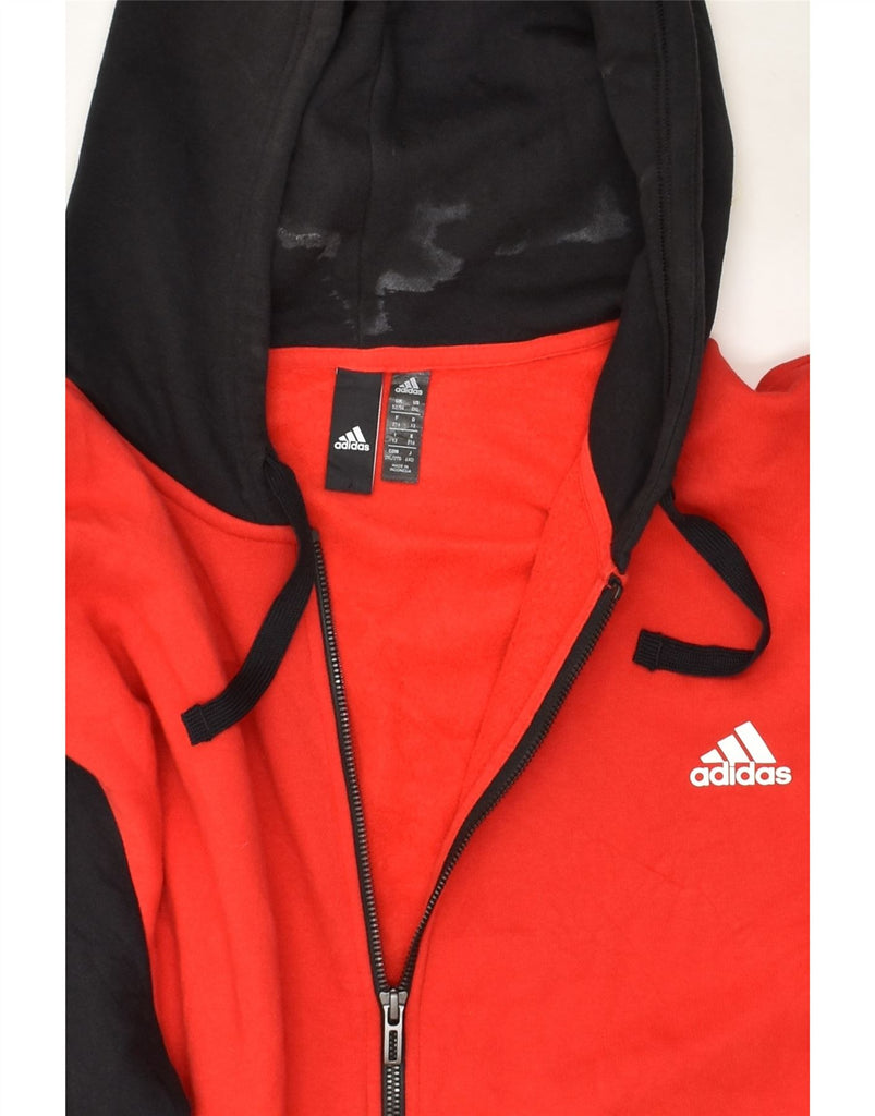 ADIDAS Mens Zip Hoodie Sweater UK 52/54 2XL Red Colourblock Cotton | Vintage Adidas | Thrift | Second-Hand Adidas | Used Clothing | Messina Hembry 