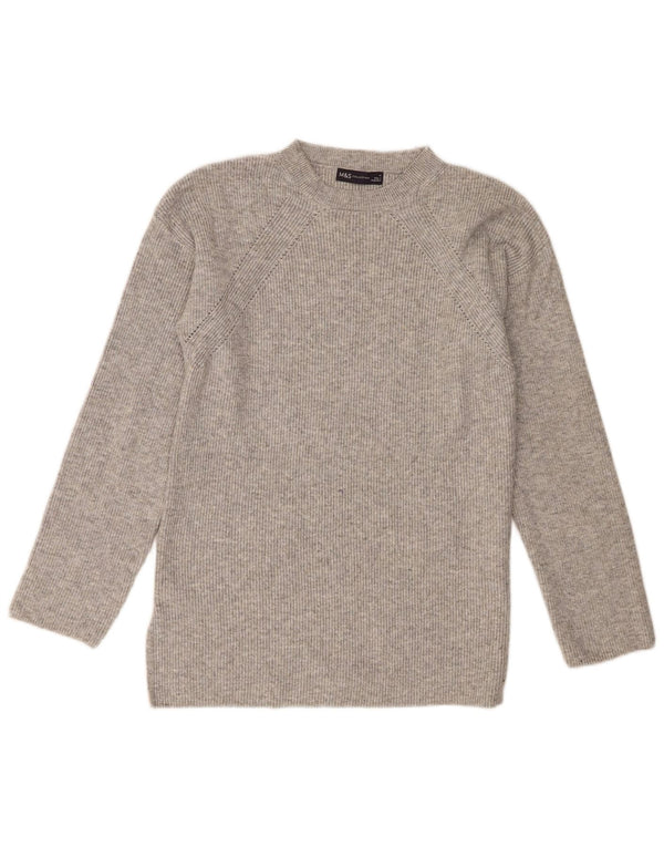 Marks & Spencer Womens Crew Neck Jumper Sweater UK 12 Medium Grey Flecked