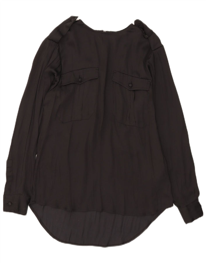 Replay Womens Long Sleeve Oversized Blouse Top UK 2 2XS Black Polyester