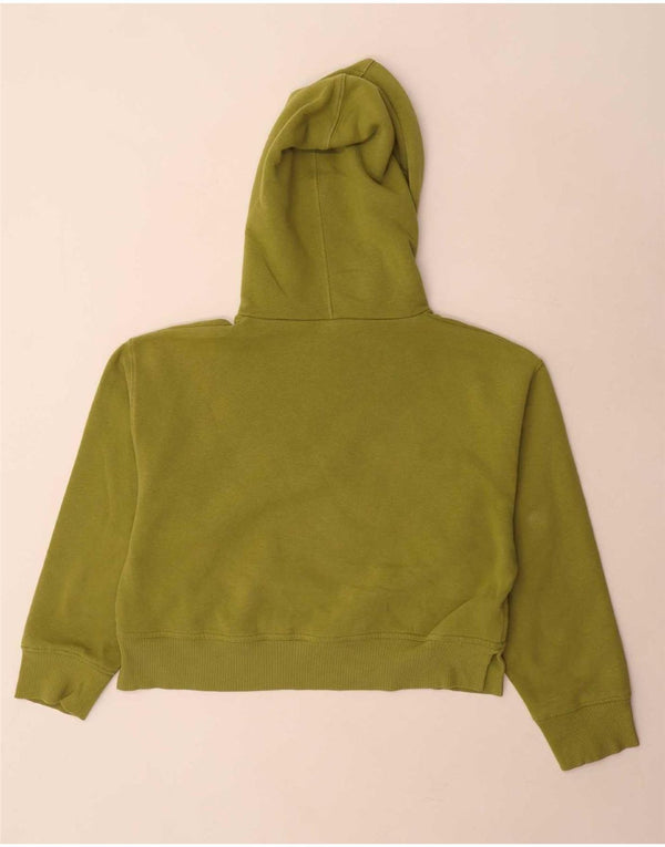 Zara Womens Crop Hoodie Jumper UK 14 Medium Khaki Cotton