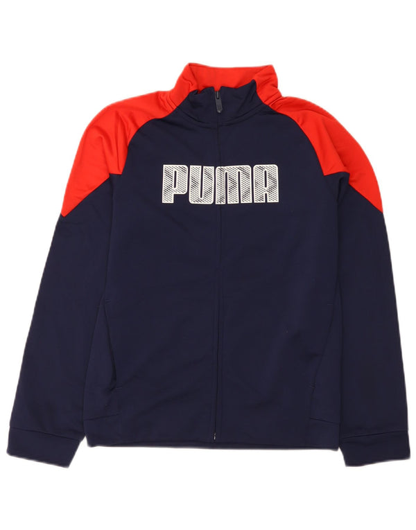 Puma Boys Graphic Tracksuit Top Jacket 11-12 Years Navy Blue Colourblock