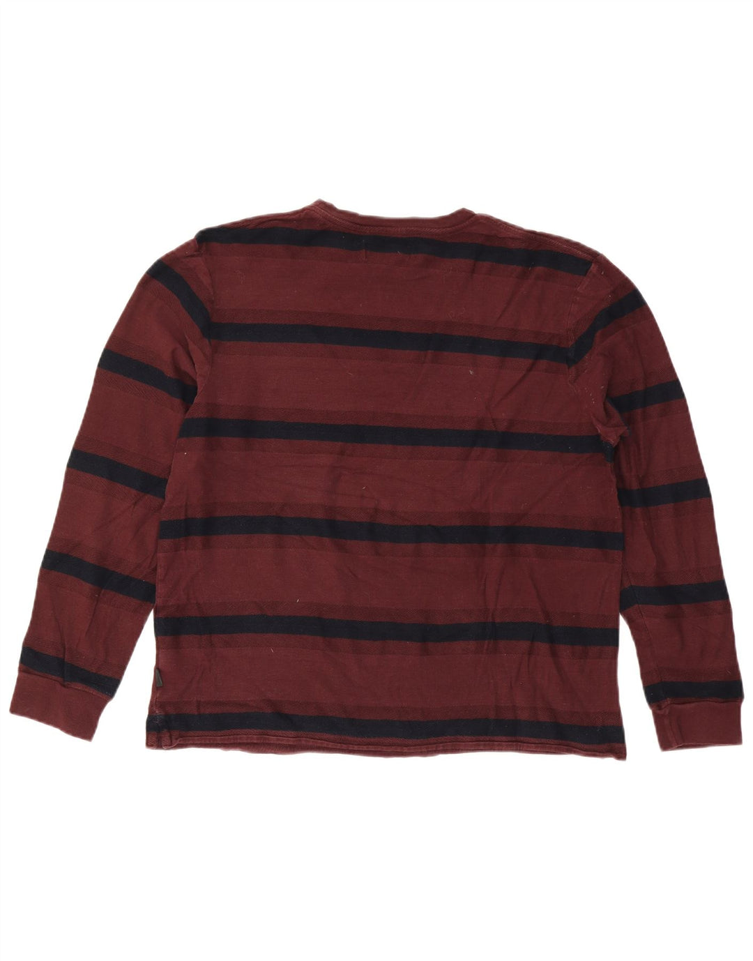 Marks & Spencer Mens Top Long Sleeve Large Burgundy Striped Cotton