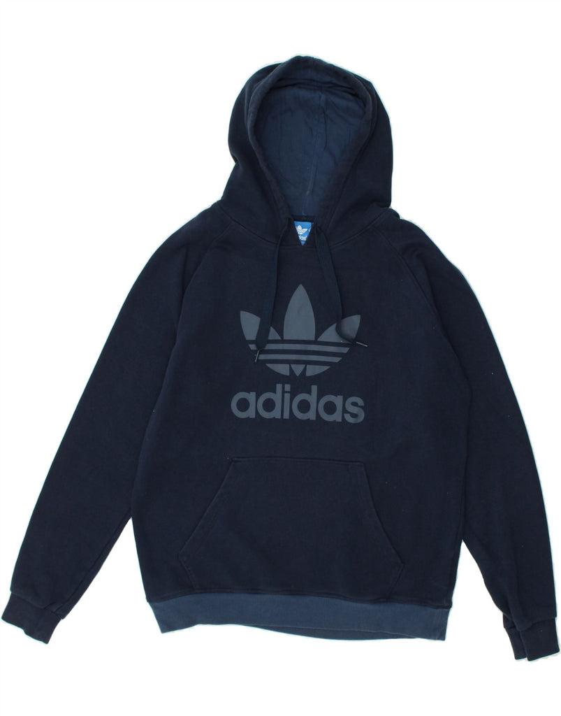 ADIDAS Mens Graphic Hoodie Jumper XL Navy Blue Cotton | Vintage Adidas | Thrift | Second-Hand Adidas | Used Clothing | Messina Hembry 