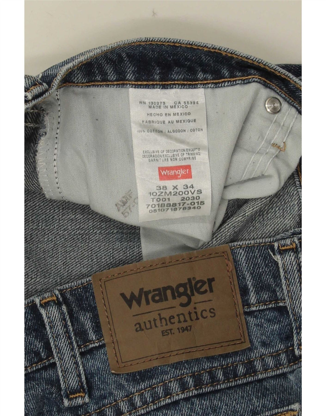 Wrangler Mens Straight Jeans W38 L34 Blue Cotton