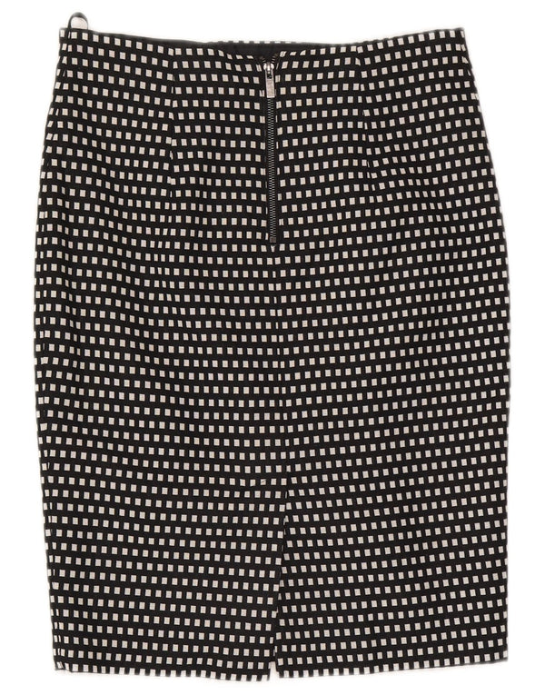 Marks & Spencer Womens Pencil Skirt UK 10 Small W30 Navy Blue Geometric