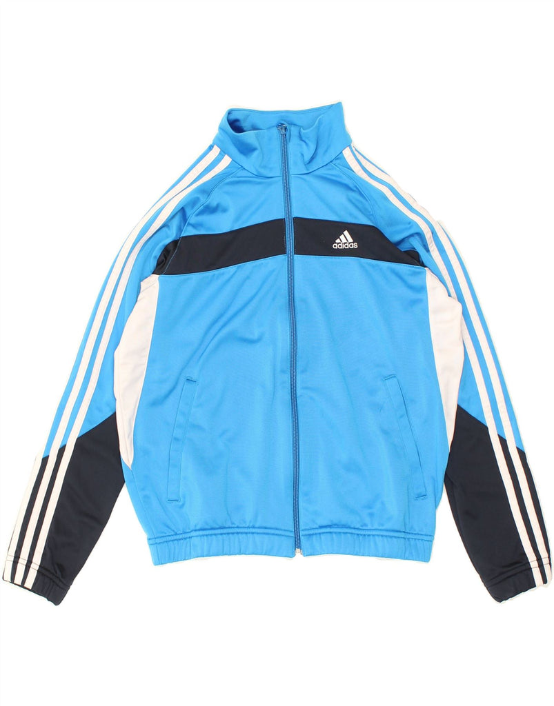 ADIDAS Boys Tracksuit Top Jacket 11-12 Years Blue Colourblock Polyester | Vintage Adidas | Thrift | Second-Hand Adidas | Used Clothing | Messina Hembry 