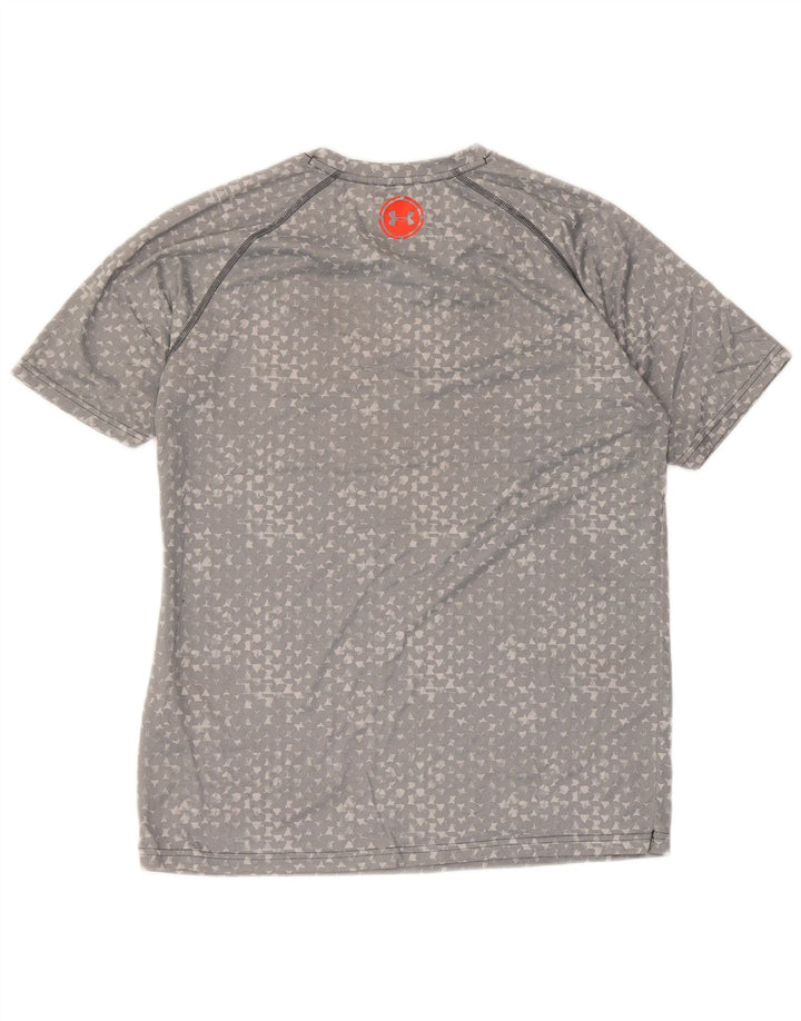 UNDER ARMOUR Mens Heat Gear T-Shirt Top Medium Grey Geometric