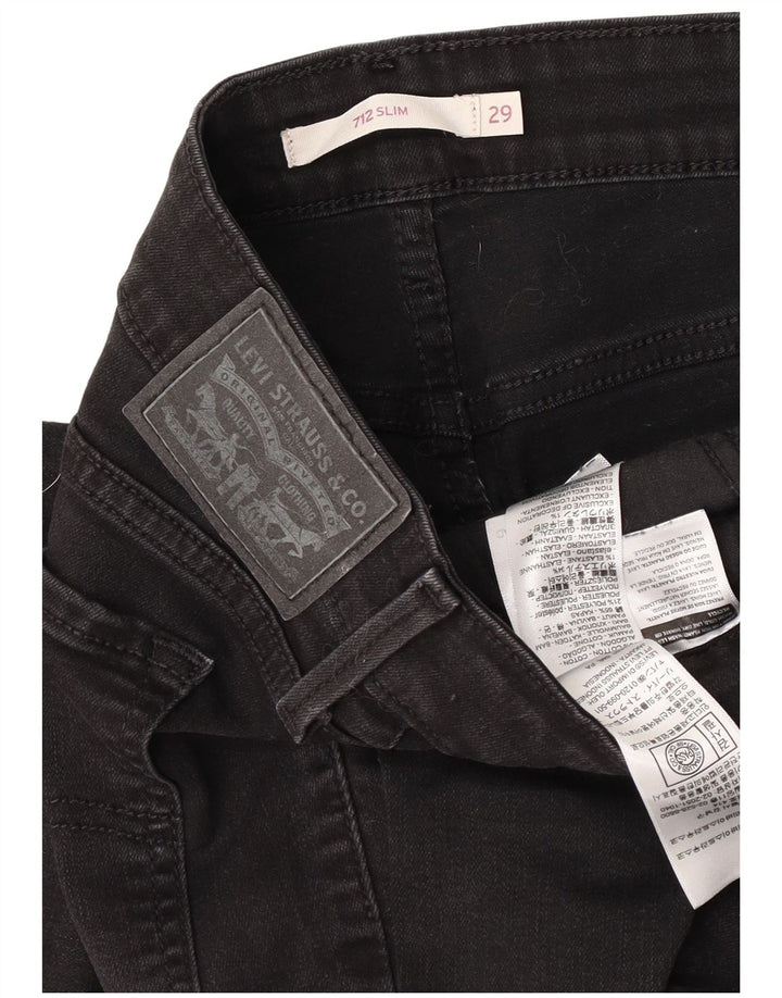 Levi's Womens 712 Slim Jeans W29 L27 Black Cotton