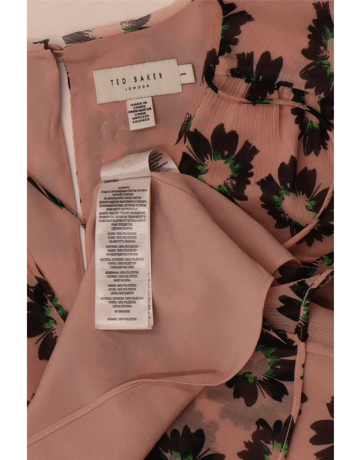 Ted Baker Womens Cardigan Top Size 1 XS Pink Floral Polyester