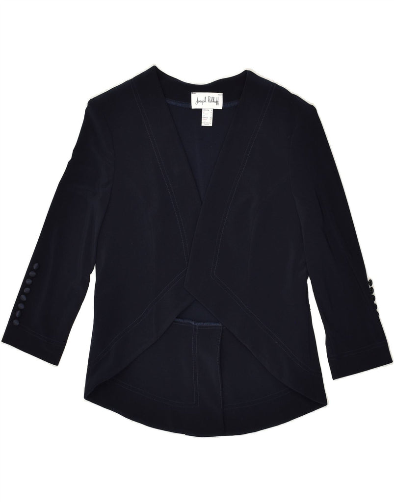 JOSEPH RIBKOFF Womens Blazer Jacket UK 10 Small Navy Blue Polyester | Vintage Joseph Ribkoff | Thrift | Second-Hand Joseph Ribkoff | Used Clothing | Messina Hembry 
