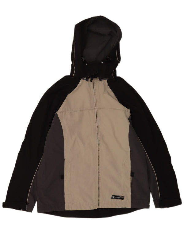 Champion Mens Hooded Windbreaker Jacket UK 40 Large Black Colourblock