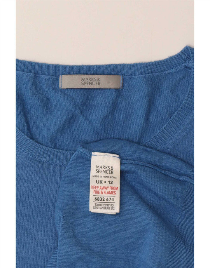 Marks & Spencer Womens Boat Neck Jumper Sweater UK 12 Medium Blue
