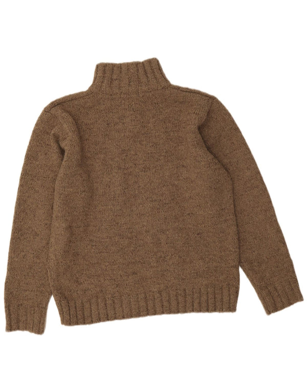 Marks & Spencer Mens Zip Neck Jumper Sweater Medium Brown Acrylic