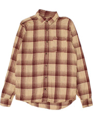 HOLLISTER Mens Flannel Shirt Large Beige Plaid Cotton