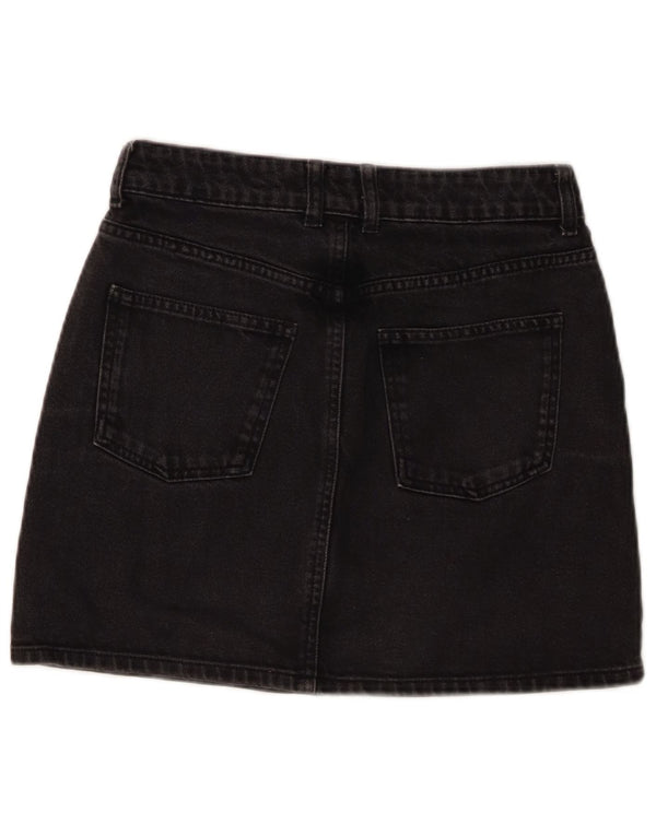 TOPSHOP Womens Denim Skirt UK 10 Small W26  Black Cotton