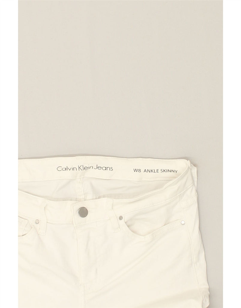 CALVIN KLEIN Womens Skinny Ankle Casual Trousers UK 8 Small W30 L28 White | Vintage Calvin Klein | Thrift | Second-Hand Calvin Klein | Used Clothing | Messina Hembry 