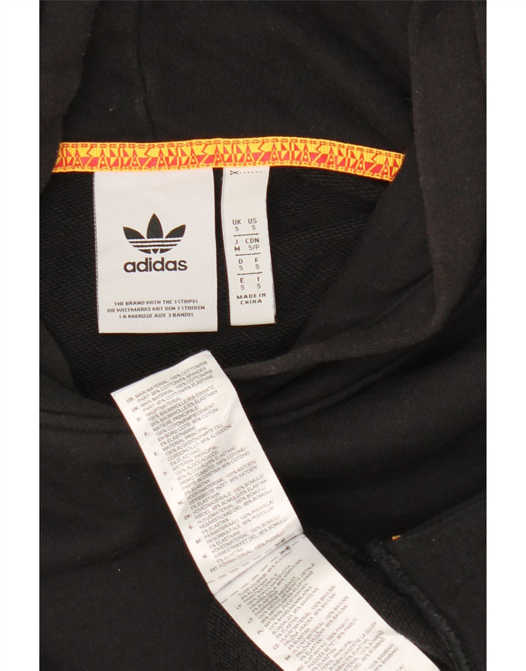 Adidas Mens Hoodie Jumper Small Black Cotton