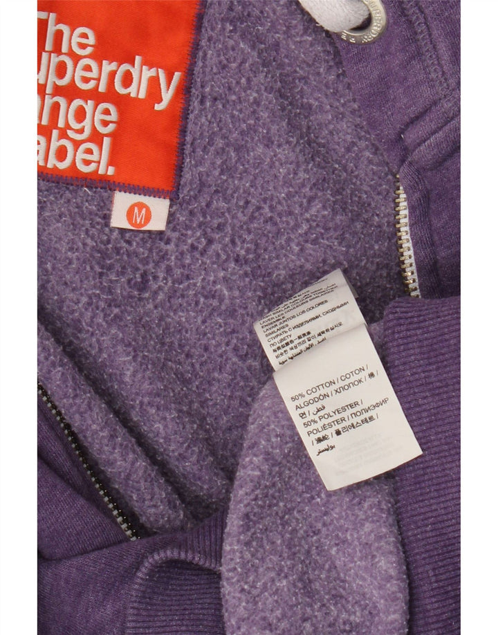 Superdry Mens Zip Hoodie Sweater Medium Purple Cotton