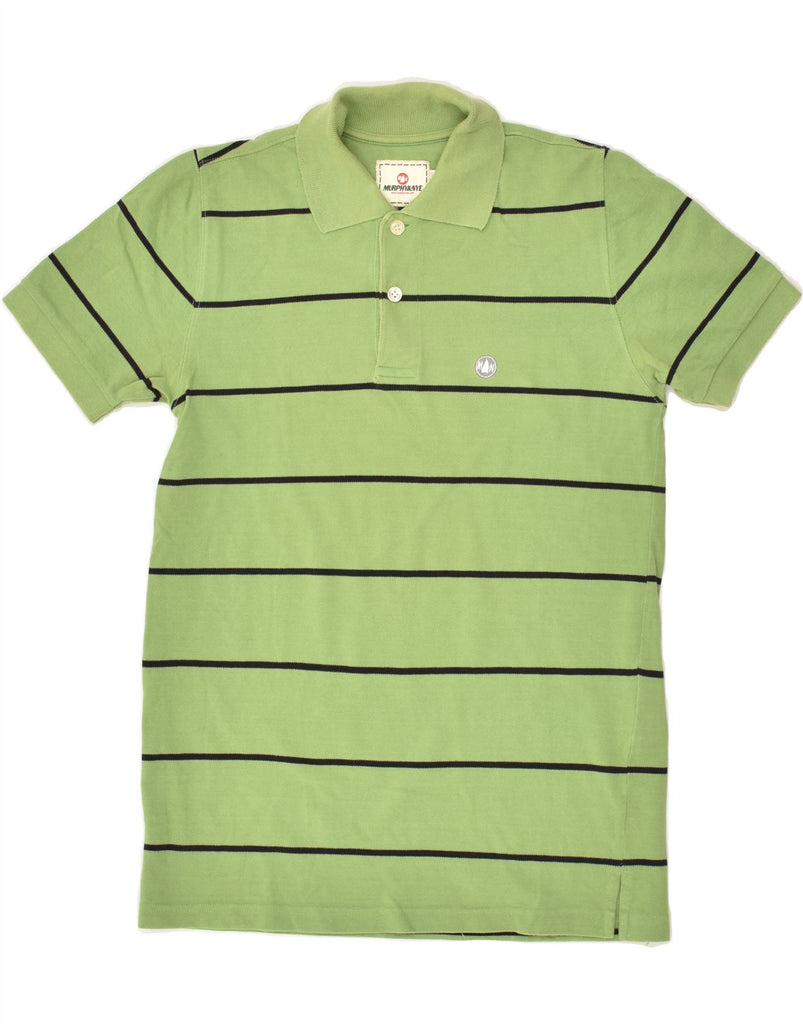 MURPHY & NYE Mens Polo Shirt Small Green Striped Cotton | Vintage Murphy & Nye | Thrift | Second-Hand Murphy & Nye | Used Clothing | Messina Hembry 