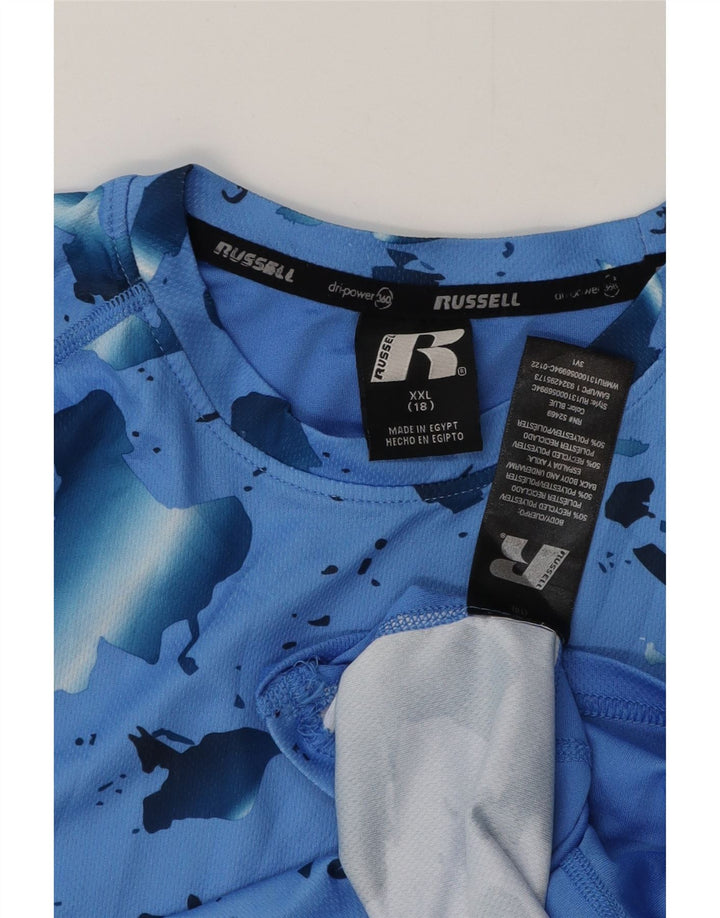 Russell Athletic Boys Dri-Power T-Shirt Top 15-16 Years 2XL Blue Polyester