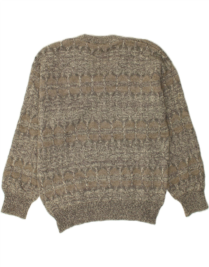VINTAGE Mens V-Neck Jumper Sweater IT 50 Medium Grey Flecked Acrylic | Vintage Vintage | Thrift | Second-Hand Vintage | Used Clothing | Messina Hembry 