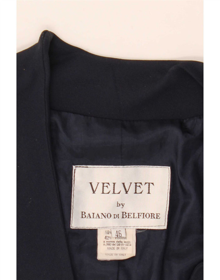 Vintage Womens 3 Button Blazer Jacket IT 46 Large Navy Blue Acetate