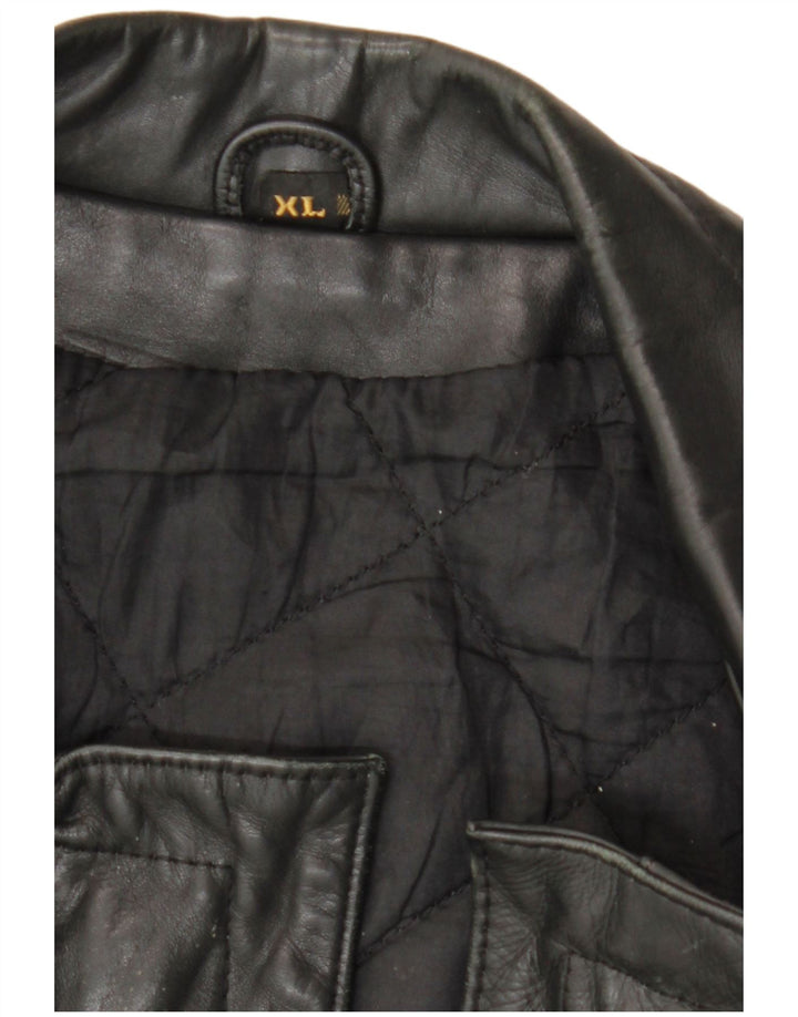 Vintage Mens Military Leather Jacket UK 42 XL Black