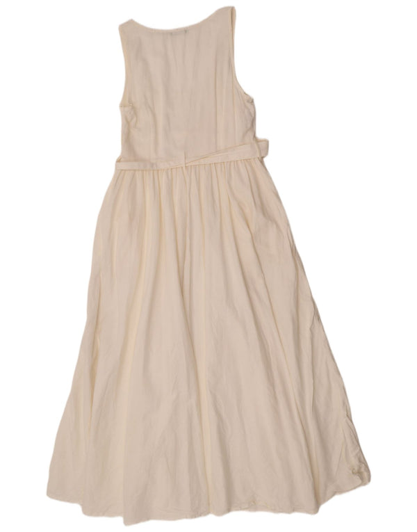 Benetton Womens Sleeveless Maxi Dress UK 14 Large Off White Linen