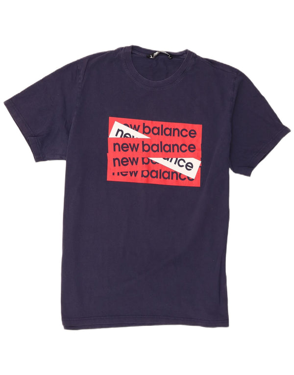New Balance Mens Graphic T-Shirt Top 2XL Navy Blue Cotton
