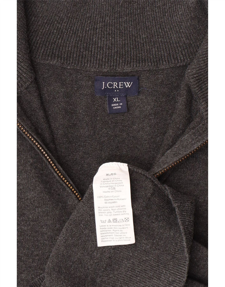 J. CREW Womens Zip Neck Jumper Sweater UK 18 XL Grey Cotton Vintage J. Crew and Second-Hand J. Crew from Messina Hembry 