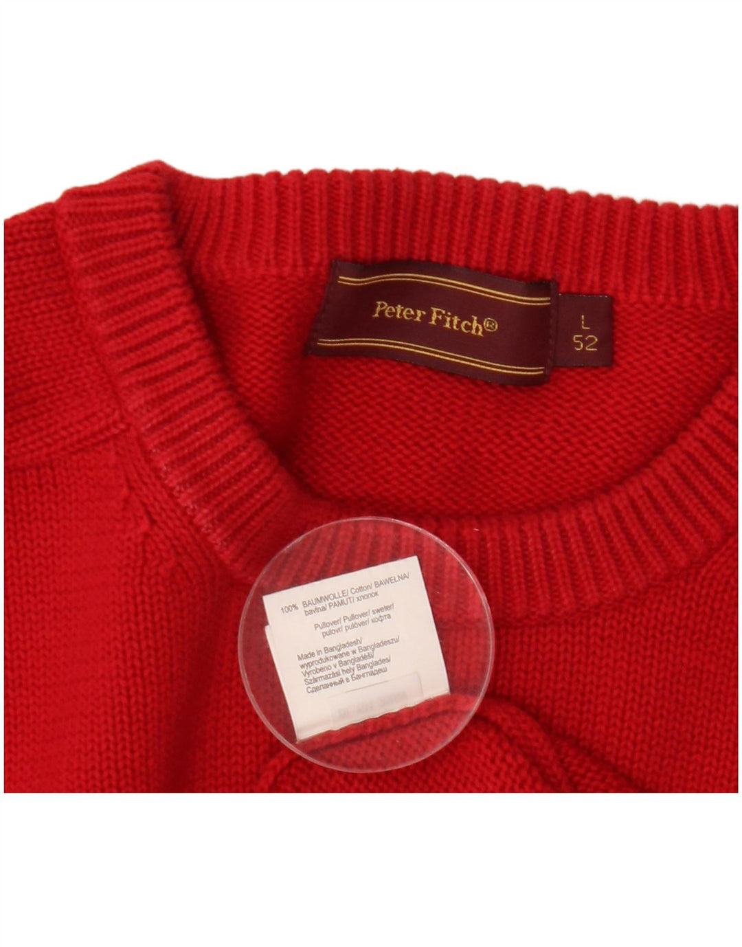 Peter Fitch Mens Crew Neck Jumper Sweater Large Red Cotton