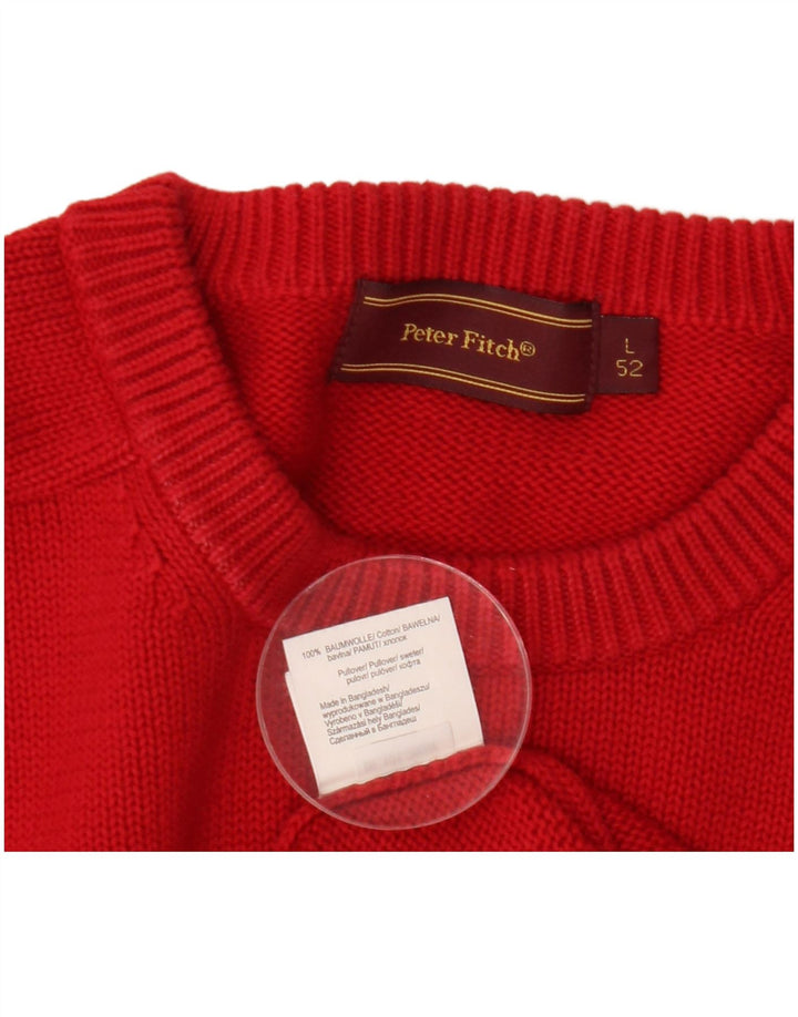 Peter Fitch Mens Crew Neck Jumper Sweater Large Red Cotton