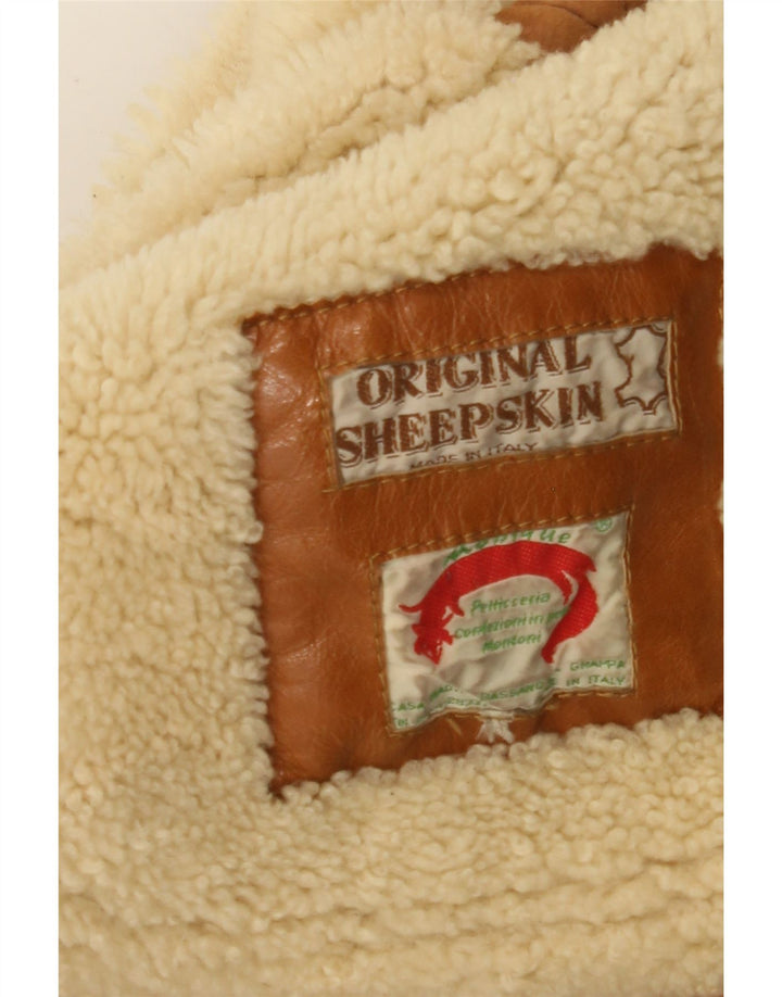 Vintage Mens Shearling Jacket UK 36 Small Beige Sheepskin