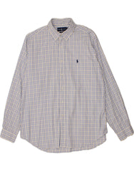 RALPH LAUREN Mens Classic Fit Shirt Size 17 XL Blue Check Cotton