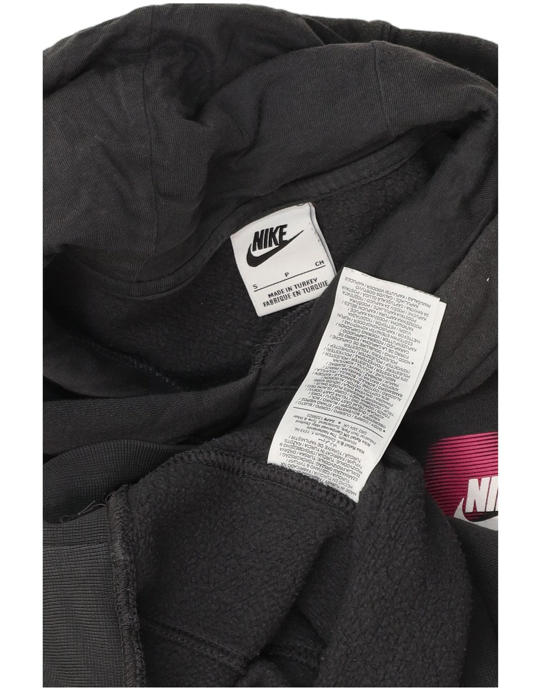 Nike Mens Graphic Hoodie Jumper Small Grey Cotton