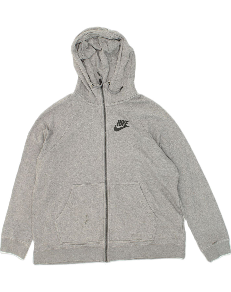 NIKE Womens Zip Hoodie Sweater UK 18 XL Grey Cotton | Vintage Nike | Thrift | Second-Hand Nike | Used Clothing | Messina Hembry 