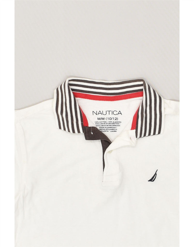 NAUTICA Boys Polo Shirt 10-11 Years Medium  White Cotton | Vintage Nautica | Thrift | Second-Hand Nautica | Used Clothing | Messina Hembry 