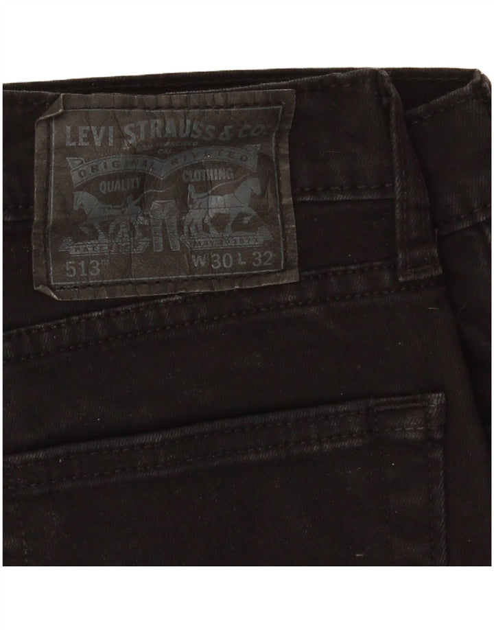 Levi's Mens 513 Slim Straight Jeans W30 L32 Black Cotton