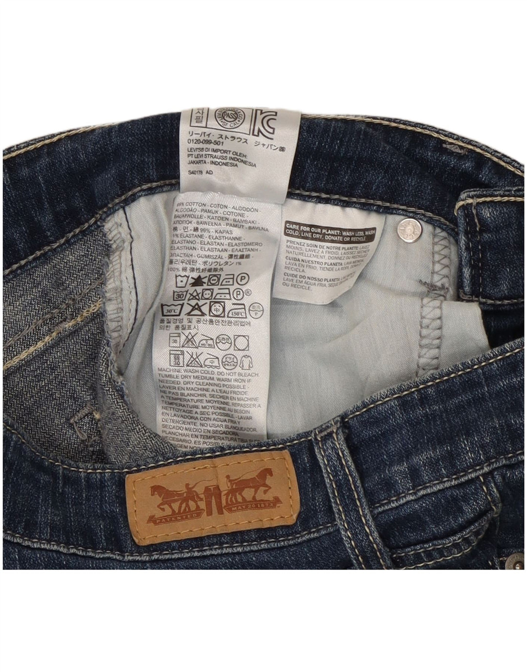 Levi's Womens 518 Super Low Bootcut Jeans W28 L32 Blue Cotton