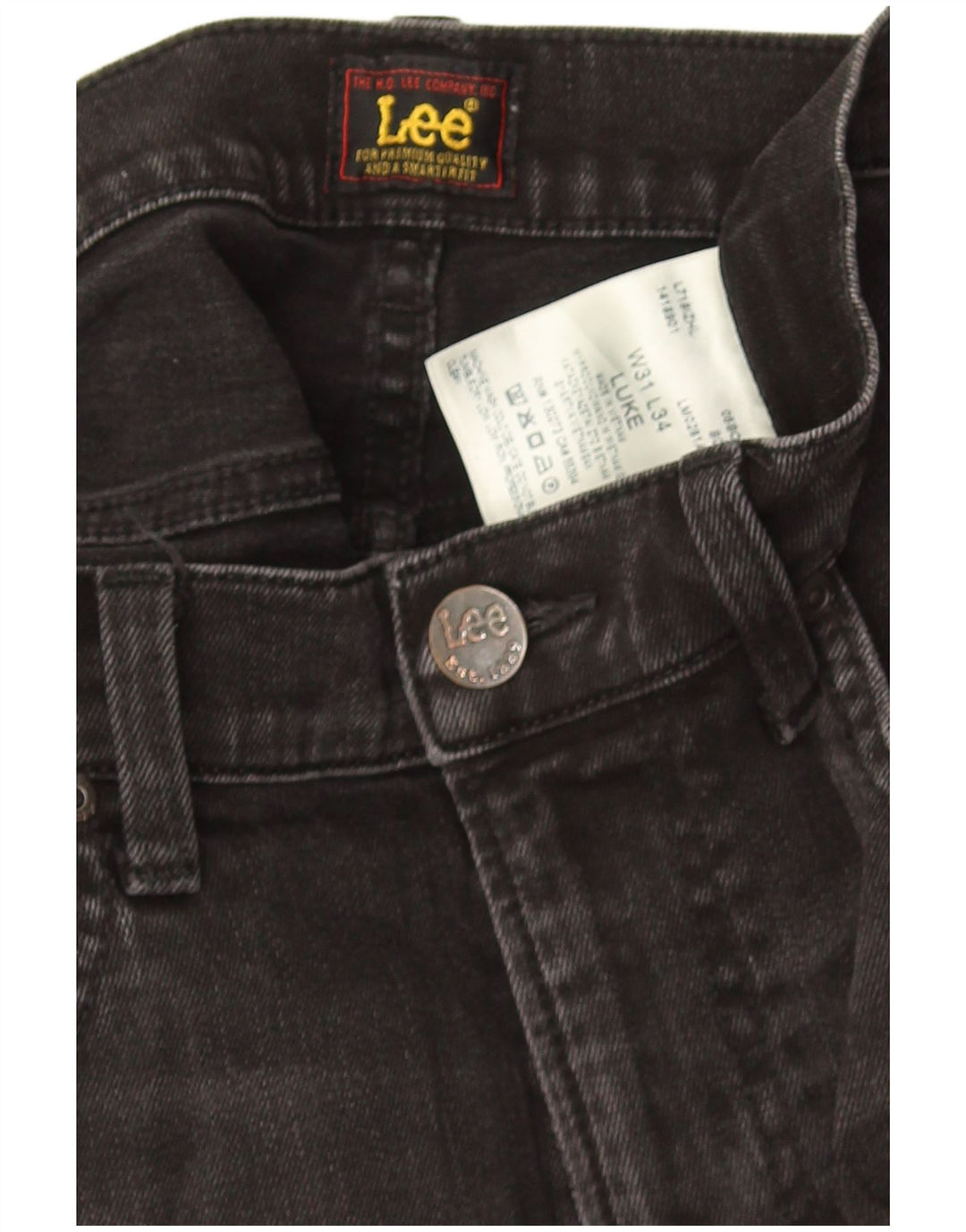 Lee Mens Luke Slim Jeans W31 L31 Black Cotton