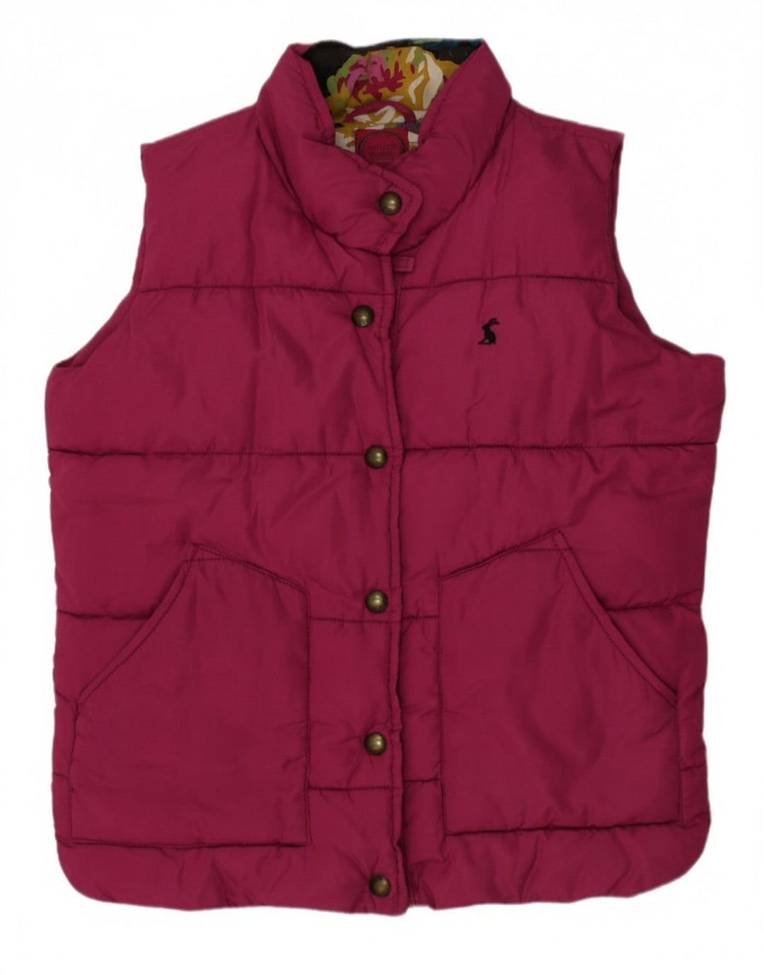 JOULES Girls Padded Gilet 7-8 Years Burgundy Polyester