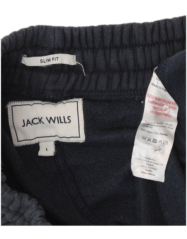 Jack Wills Mens Slim Fit Tracksuit Trousers Joggers Large Navy Blue Cotton
