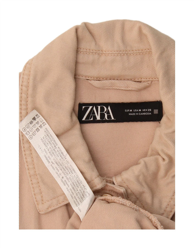 ZARA Womens Loose Fit Overshirt Denim Shirt UK 14 Medium Pink Cotton Vintage Zara and Second-Hand Zara from Messina Hembry 