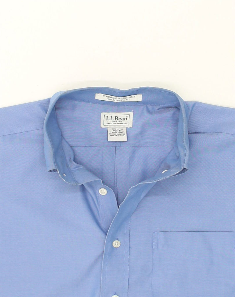 L.L.BEAN Mens Traditional Fit Short Sleeve Shirt Size 15 1/2 Medium Blue | Vintage L.L.Bean | Thrift | Second-Hand L.L.Bean | Used Clothing | Messina Hembry 