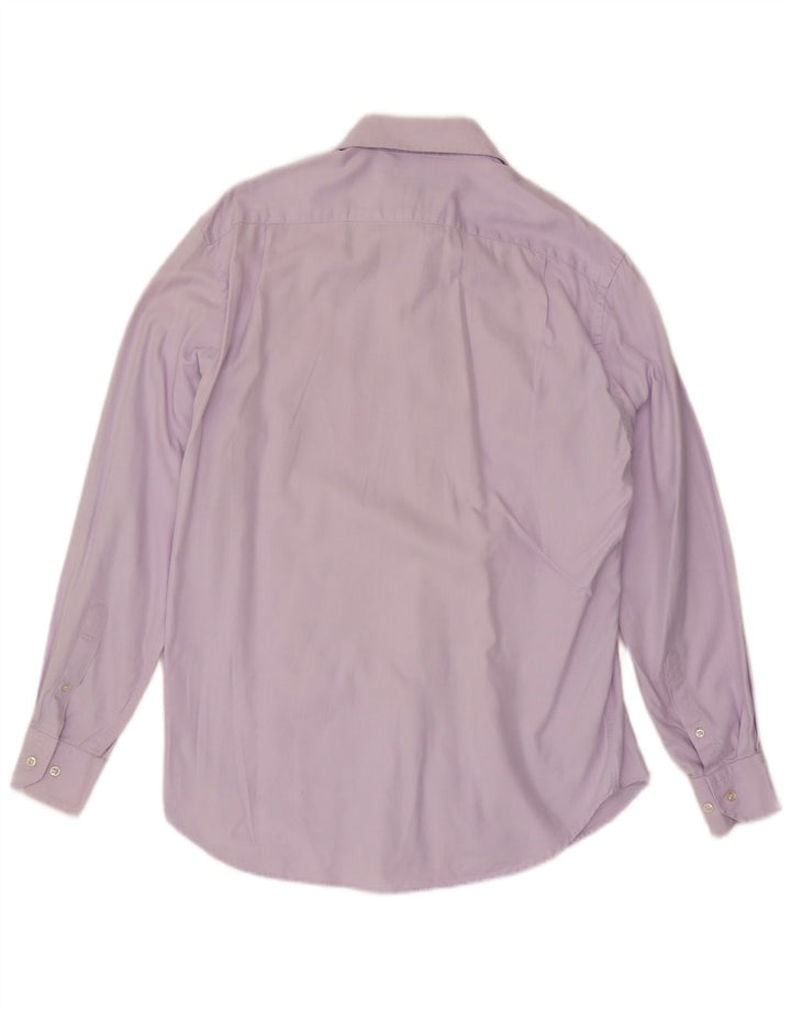 Massimo Dutti Mens Shirt Size 15 3/4 40 Medium Purple Herringbone